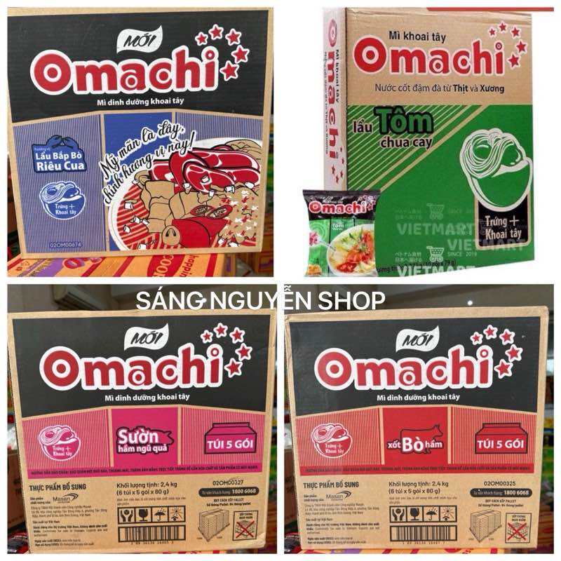 Thùng mì Omachi 30 Gói xốt bò hầm sườn hầm ngũ quả 30 gói  Date Mới Nhất