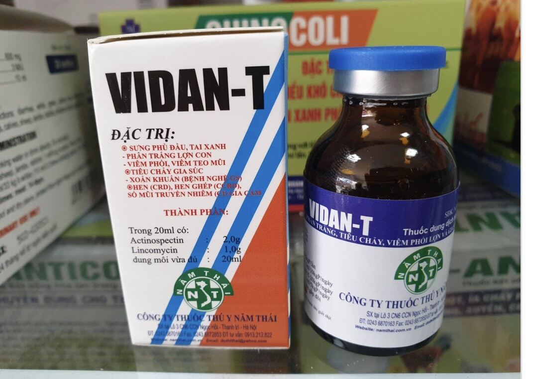 Vidan T 20 ml thuốc cho gà đá và gia súc, chó, mèo khò khè, sổ mũi, bỏ ăn, sưng phù đầu.