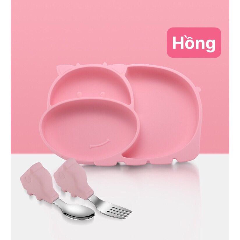 Khay ăn dặm silicon hình bò cho bé