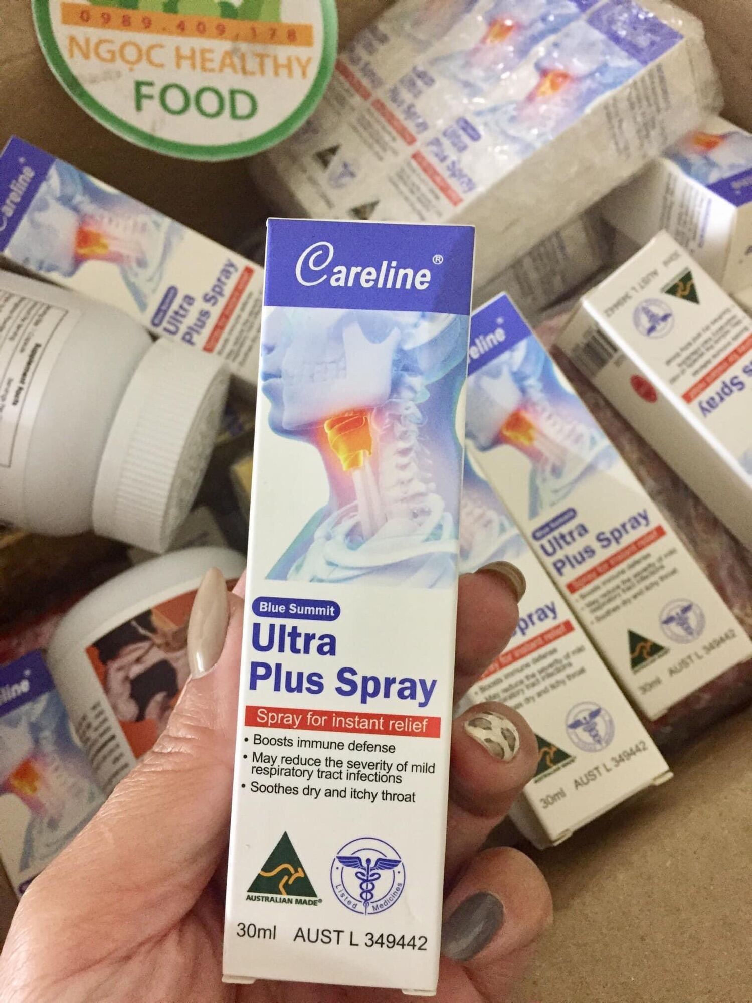 Xịt họng - Xịt keo ong chai thuỷ tinh Careline Ultra Plus Spray 30ml