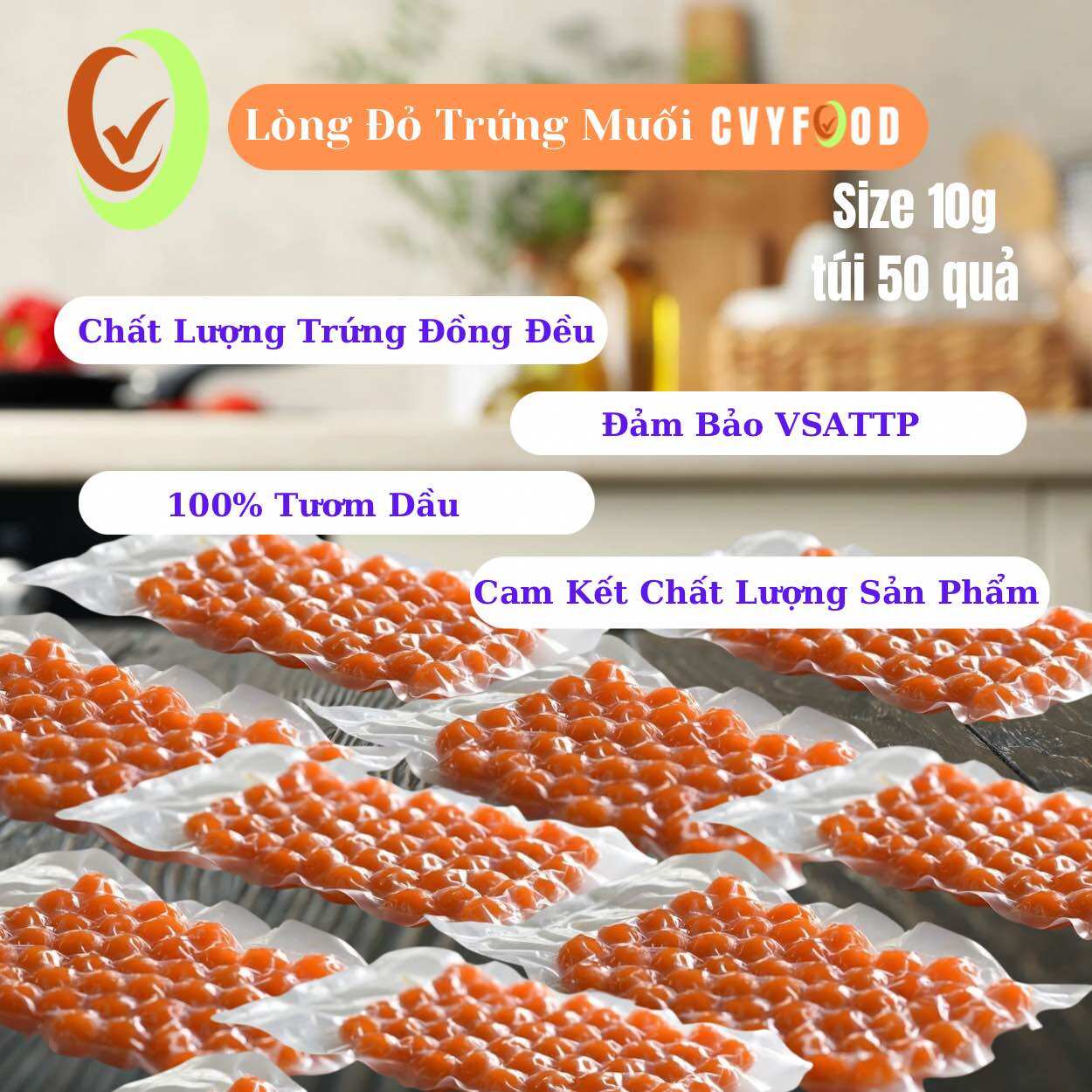 Lòng Đỏ Trứng Muối VNEGG Túi 50 Quả Size 10g
