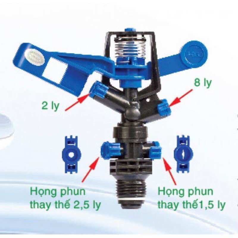 [ Bán sỉ ] Thùng 100 Béc tưới phun mưa cánh đập phi 21 BB 933 ( kèm 2 họng phun thay đổi lưu lượng nước )