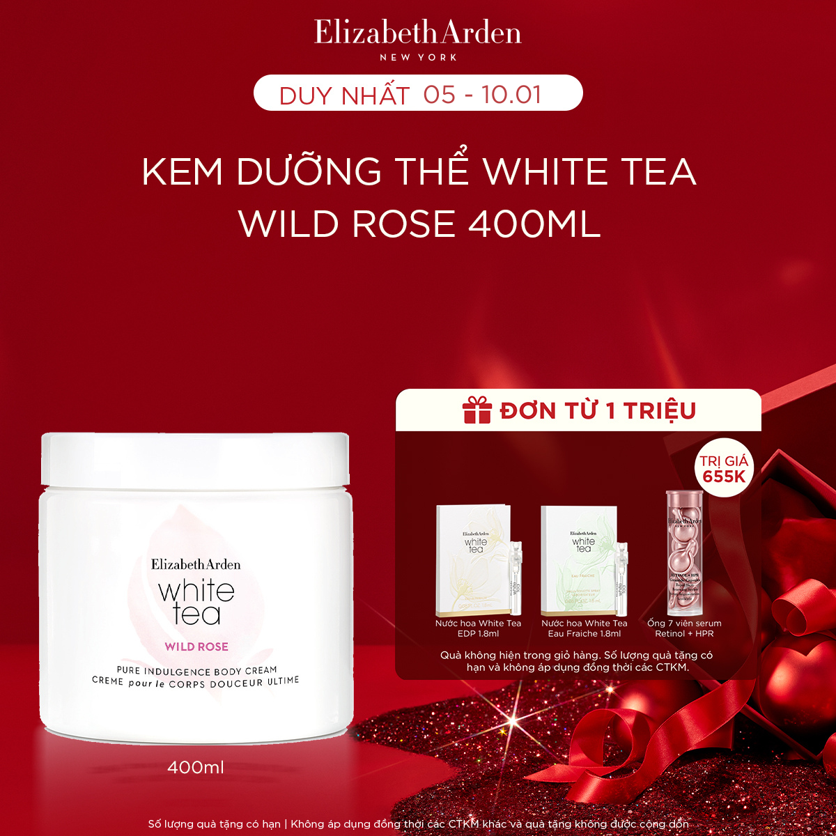  Kem dưỡng thể Elizabeth Arden White Tea Wild Rose Pure Indulgence Body Cream 400ml 