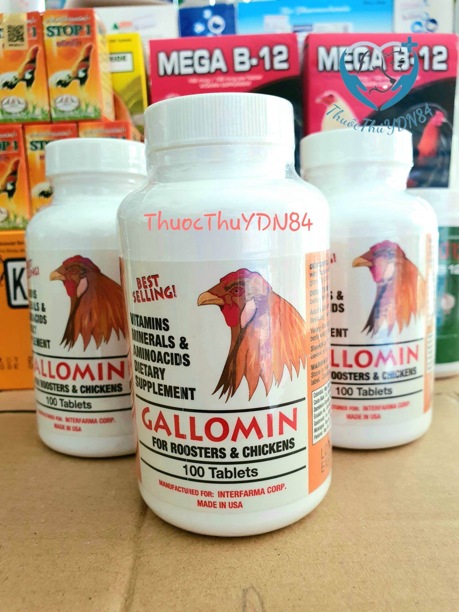 Gallomin hộp 100 viên dinh dưỡng cao cấp nuôi gà đá