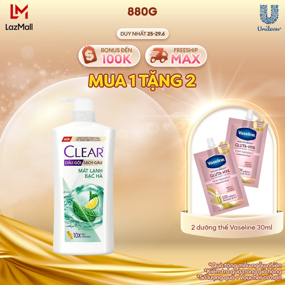 Dầu gội sạch gàu Clear Mát Lạnh Bạc Hà 880g