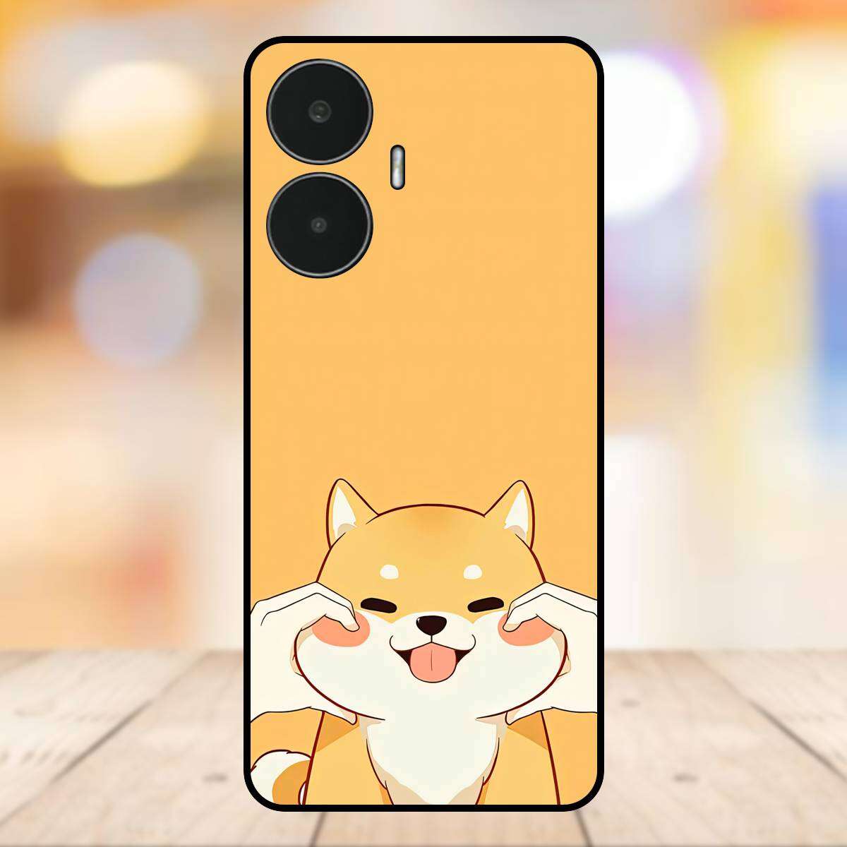 Ốp lưng điện thoại Realme C55 viền đen Chó Corgi dễ thương