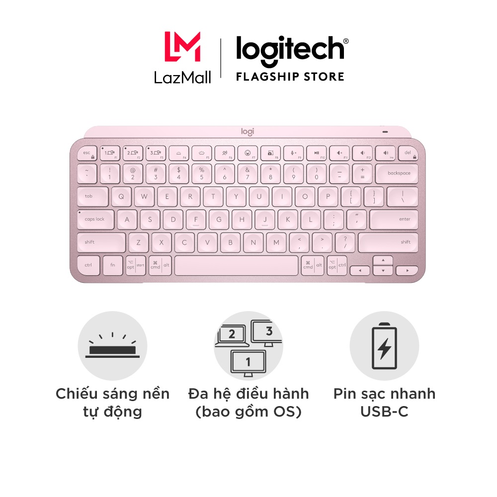 Bàn phím không dây Bluetooth Logitech MX Keys Mini - Nhỏ gọn Sạc USB-C Phím tắt thông minh Có bản ch