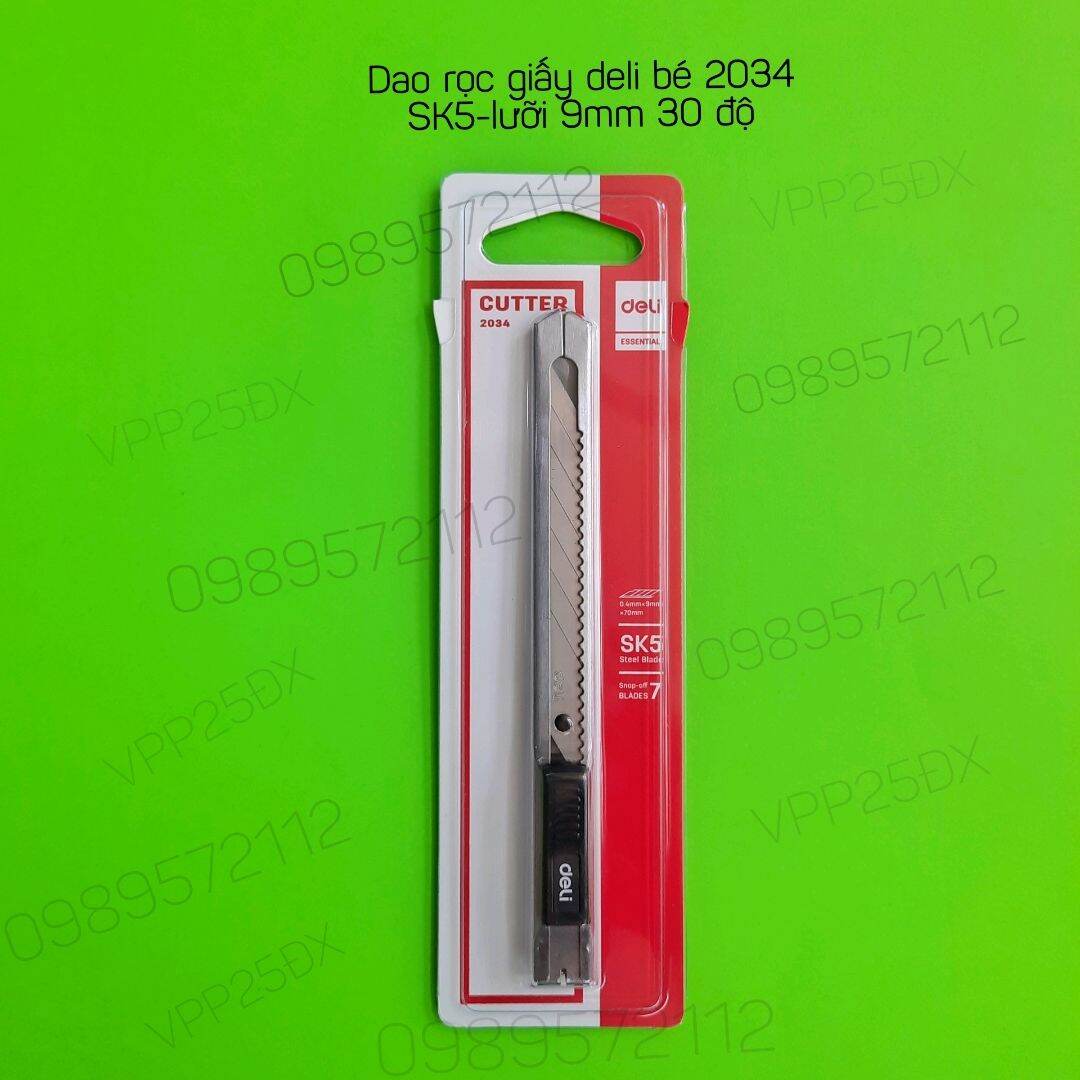 Dao rọc giấy bé deli mã 2034-lưỡi 30 độ 9mm.