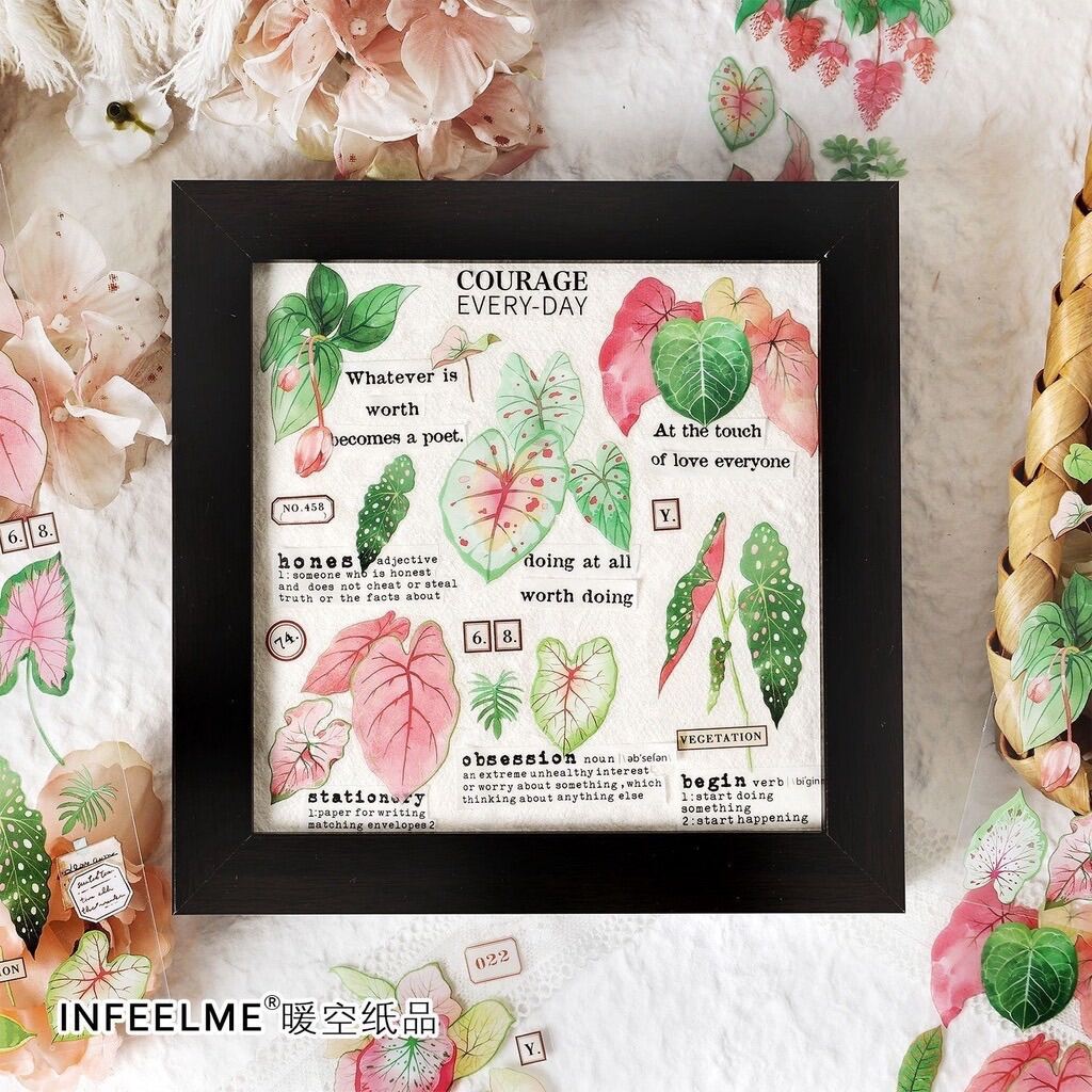 Set 6 tờ sticker hình hoa, lá , chậu cây, … dùng để trang trí. 