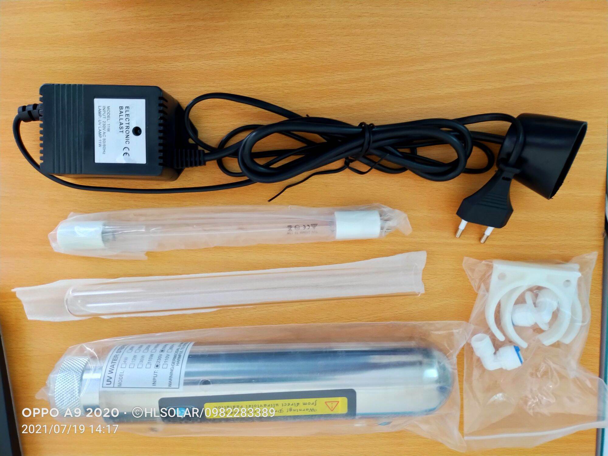 Bộ đèn UV diệt khuẩn 11W dùng diệt khuẩn trong máy lọc nước RO gia đình