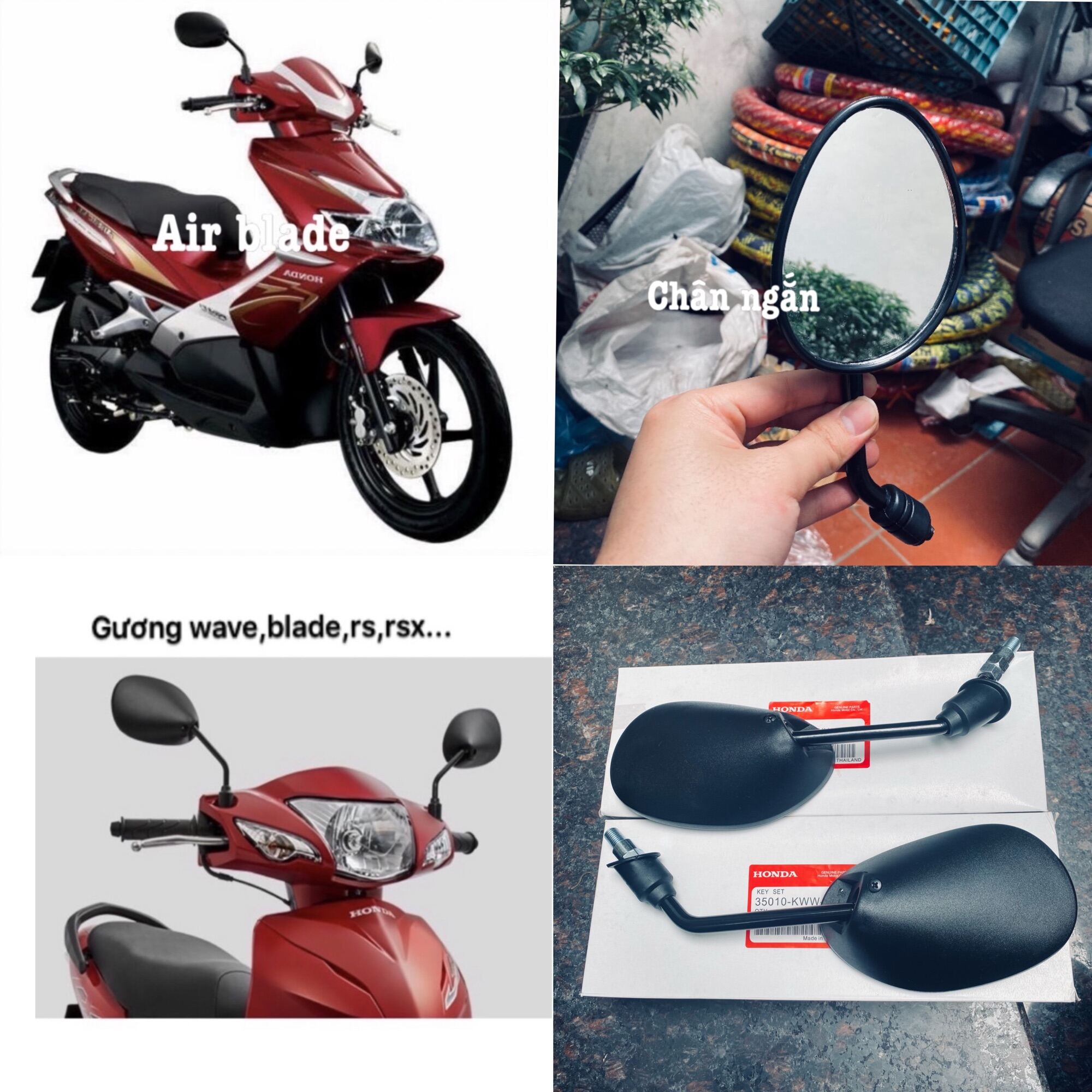 Gương xe máy wave,alpha,110,50cc,rsx,dream,vision,air blade,lead,future giá rẻ,kính xe máy Honda
