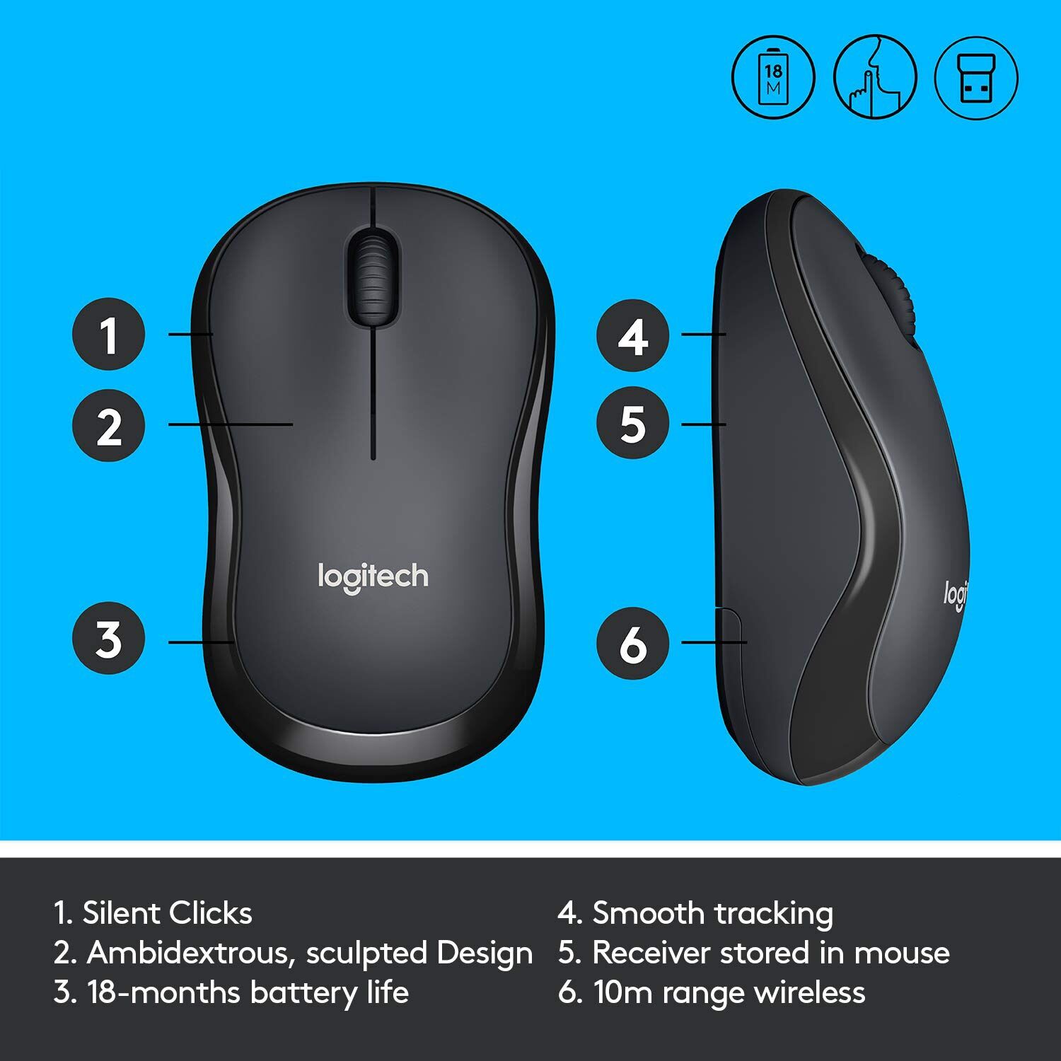 Chuột không dây Logitech M221 Silent