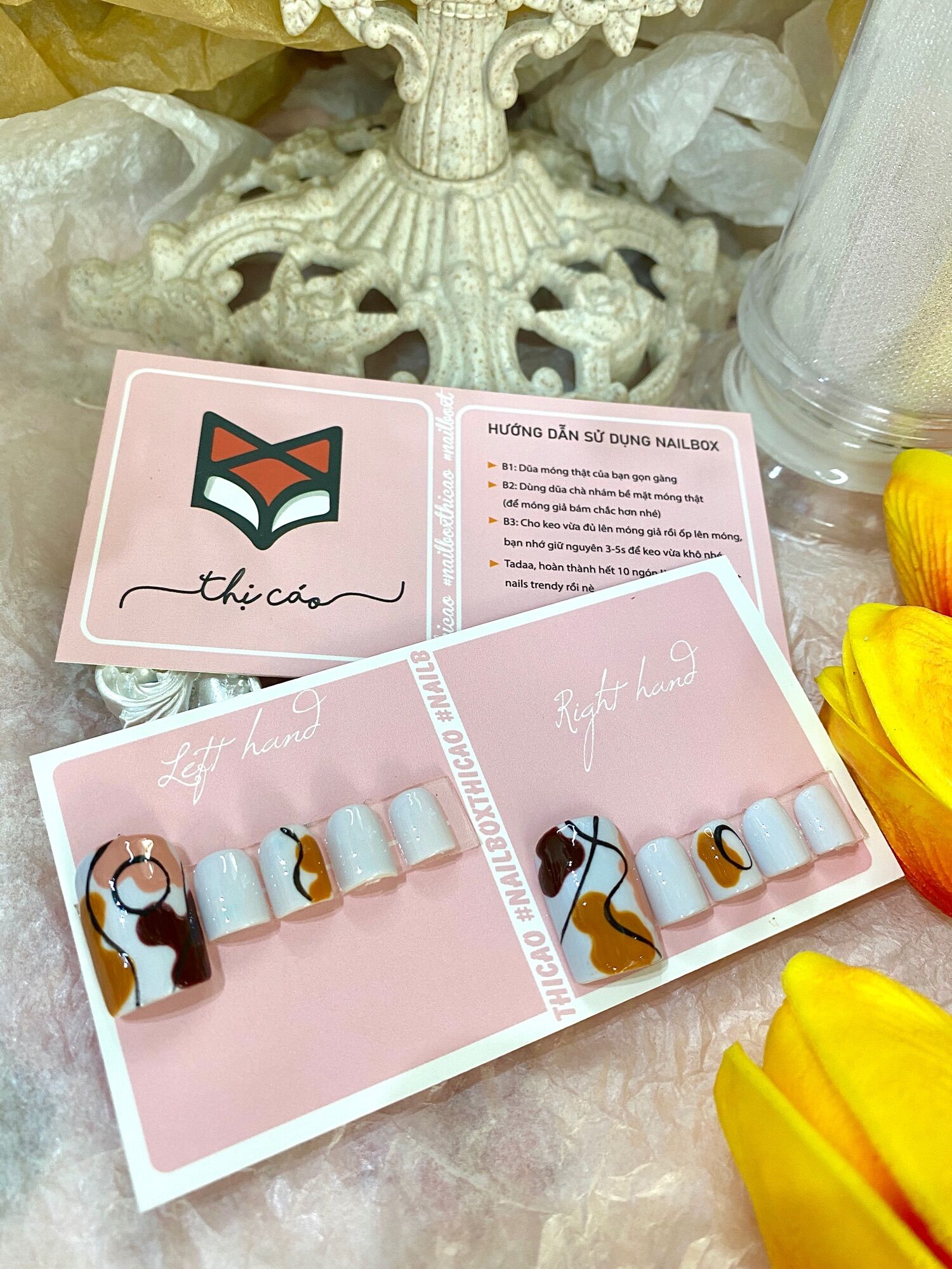 [ nails box ] móng chân giả vẻ tone xám