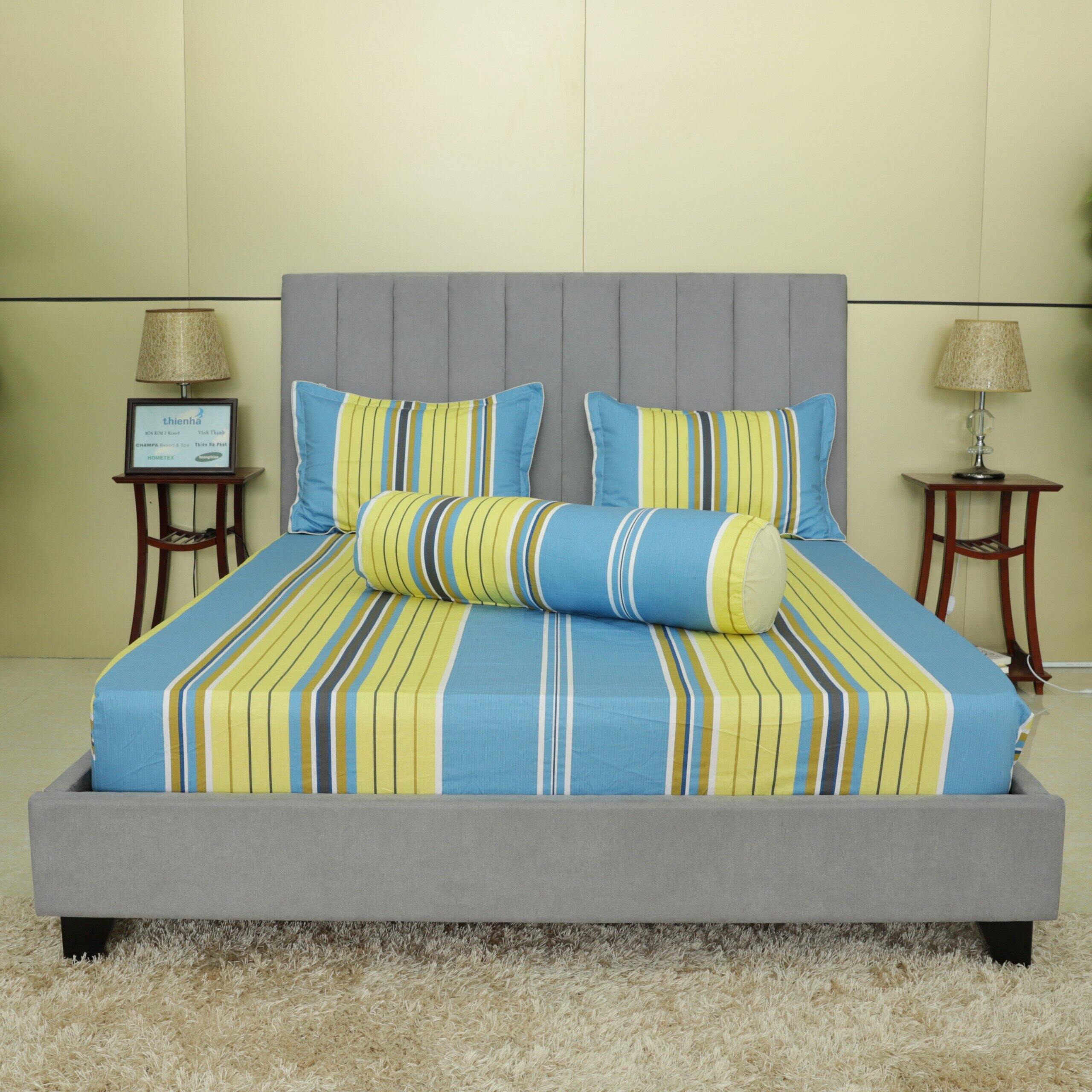 Bộ Ga Gối Cotton Hometex - Bộ Drap Gối Bọc Nệm Vải Cotton Hoa Hometex - Sản Phẩm Của CTY May Thiên Hà