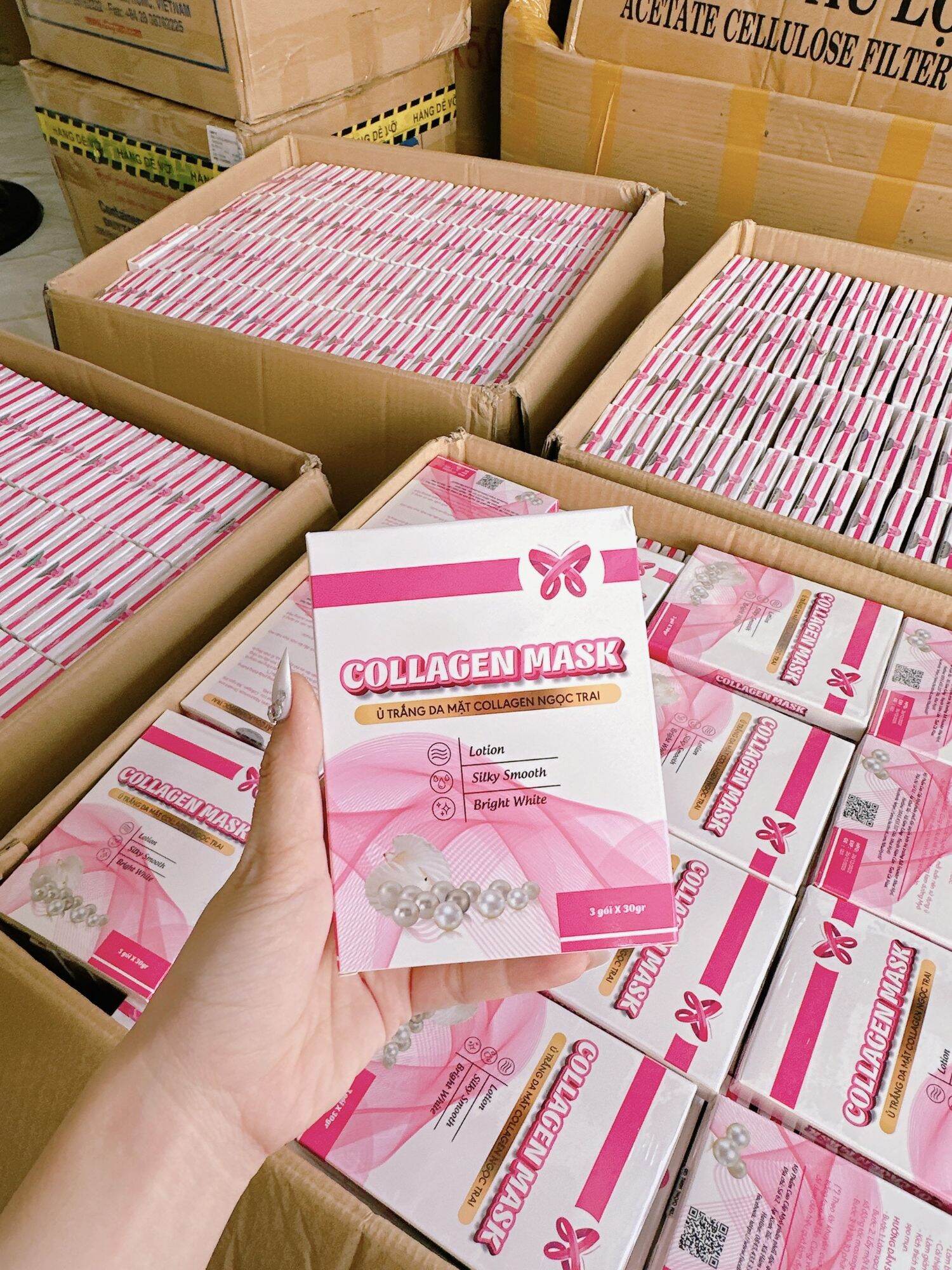 [Tặng kèm cọ đắp nạ] Ủ trắng da mặt collagen ngọc trai MYÔ