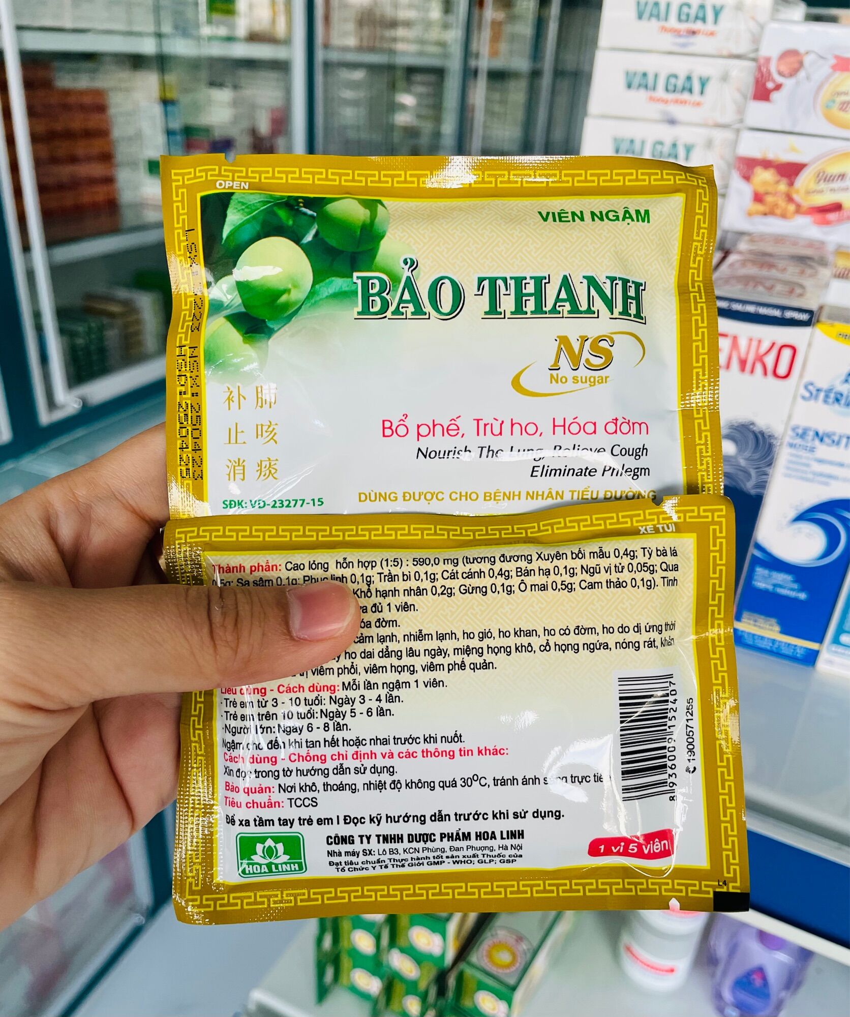 Viên ngậm ho bảo thanh không đường - gói 5viên