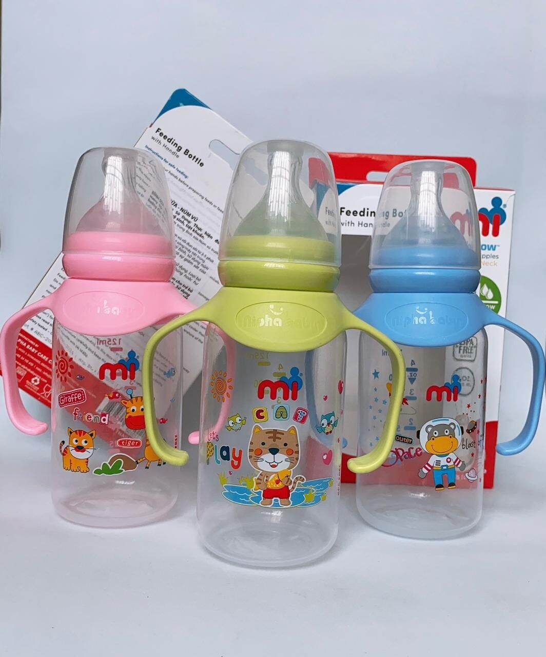 Bình sữa cổ hẹp Mi có quai cầm 120ml 240ml thương hiệu hàng đầu Thái lan