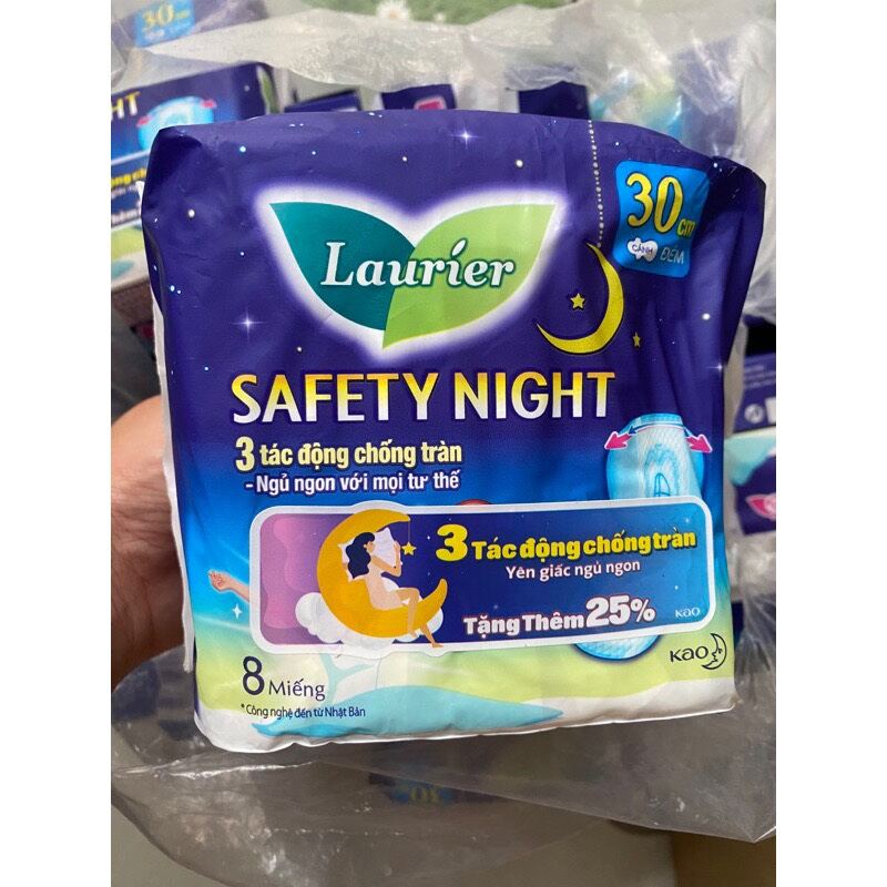 Băng Vệ Sinh Laurier Đêm 30cm,  35cm, 40cm 8 Miếng