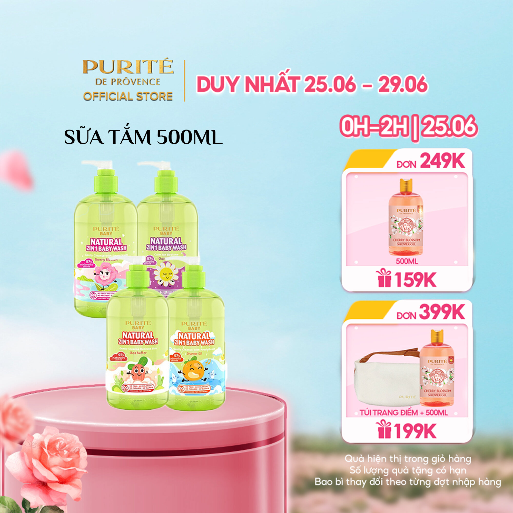 Sữa Tắm Gội Purité Baby Natural 2in1 500ml