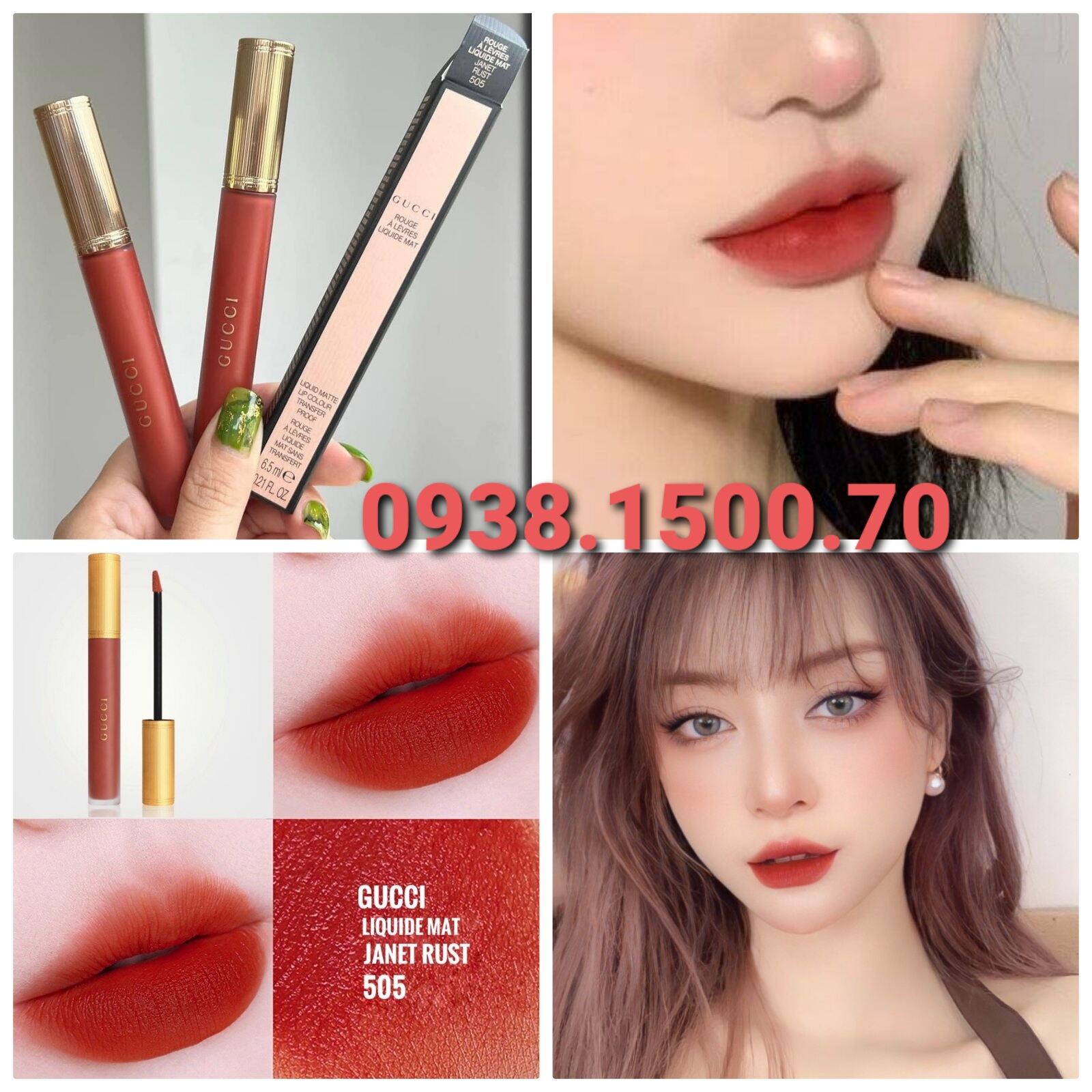 SON KEM LÌ Gucci Rouge Liquid Matte 505 Janet Rust 6.5ml ĐỎ ĐẤT