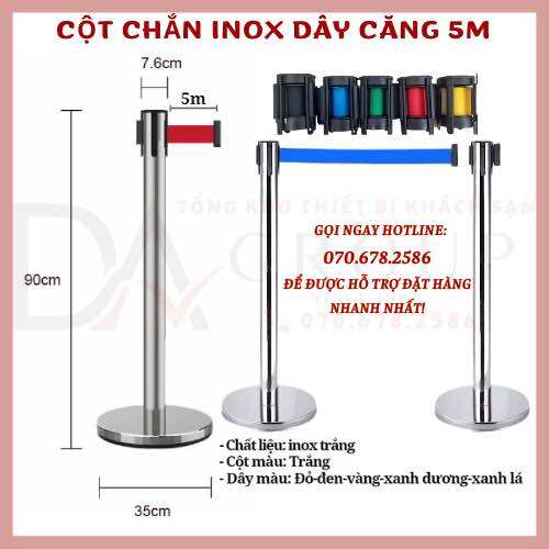 Cột Chắn Inox Phân Luồng Xếp Hàng, Cột Chắn Phân Cách Lối Đi