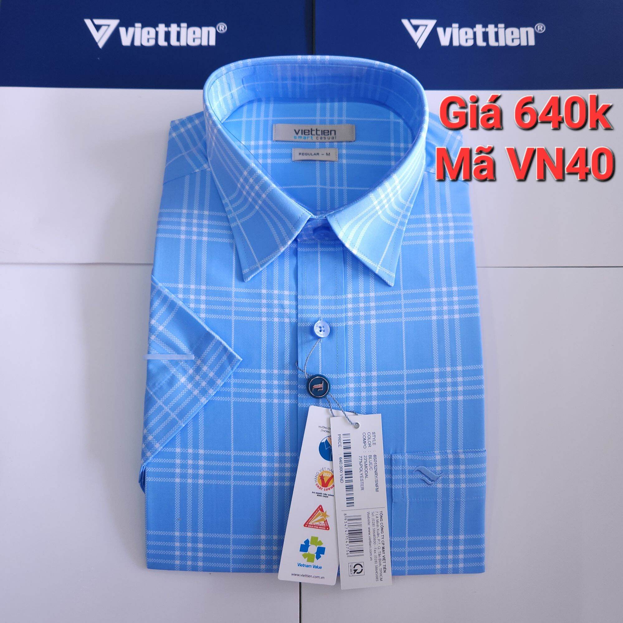 Áo sơ mi tay ngắn vạt ngang Việt Tiến