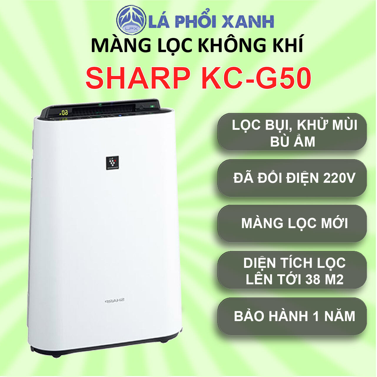 Máy lọc không khí nội địa nhật Sharp KC-G50. Máy lọc không khí, máy bù ẩm, máy lọc không khí Sharp
