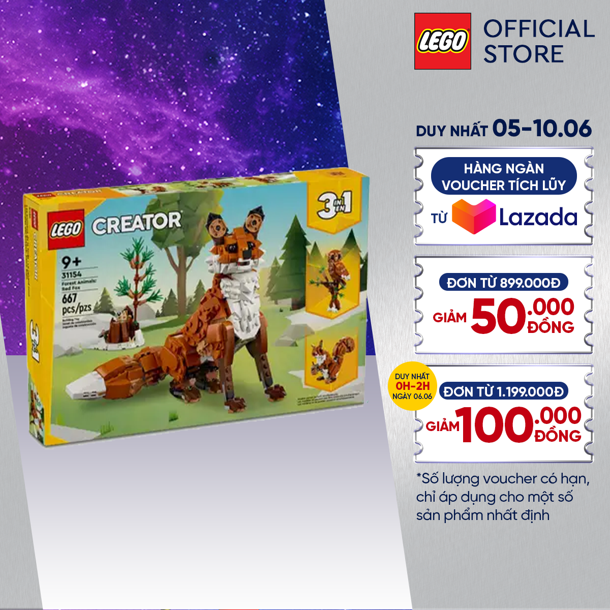 Lego creator 31154 đồ chơi lắp ráp mô hình cáo đỏ