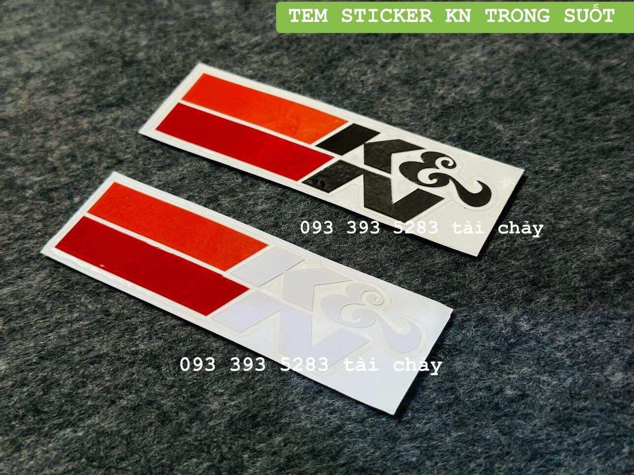 [ 1 MIẾNG ] TEM STICKER K&N TRONG SUỐT DÁN ĐƯỢC NHIỀU VI TRÍ