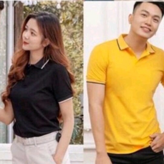 Áo polo nam nữ cổ bẻ phối viền chất liệu thun cotton cá sấu