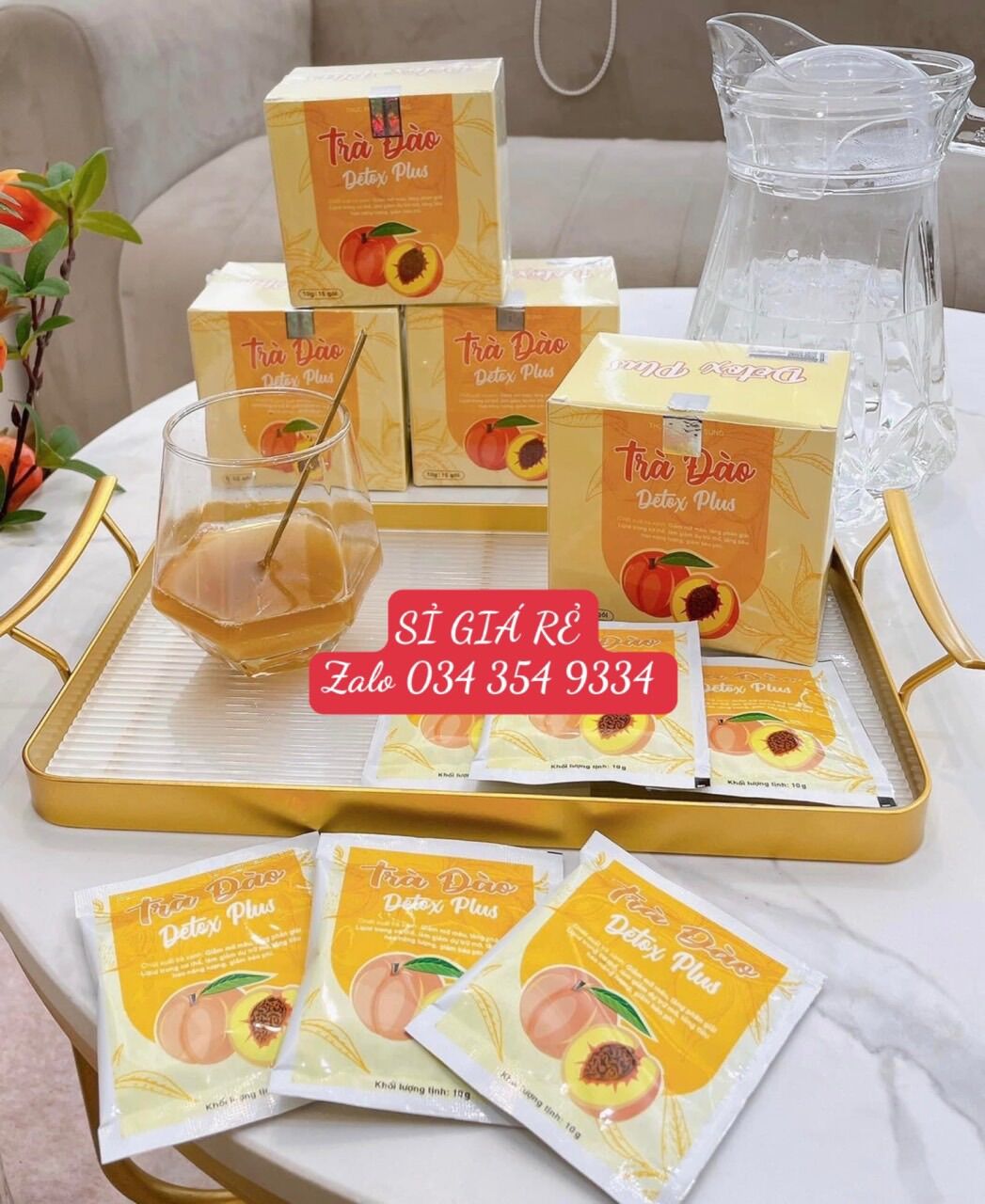 Trà đào detox plus, trùm giảm cân hiệu quả. Giá sỉ rẻ