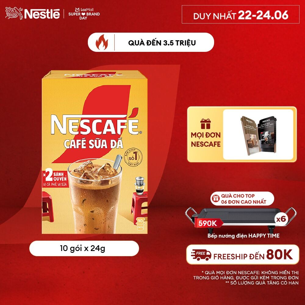 [FREESHIP TOÀN QUỐC] Hộp Cà phê Hòa tan NESCAFÉ CAFÉ SỮA ĐÁ 10 gói Nhân đôi sánh quyện