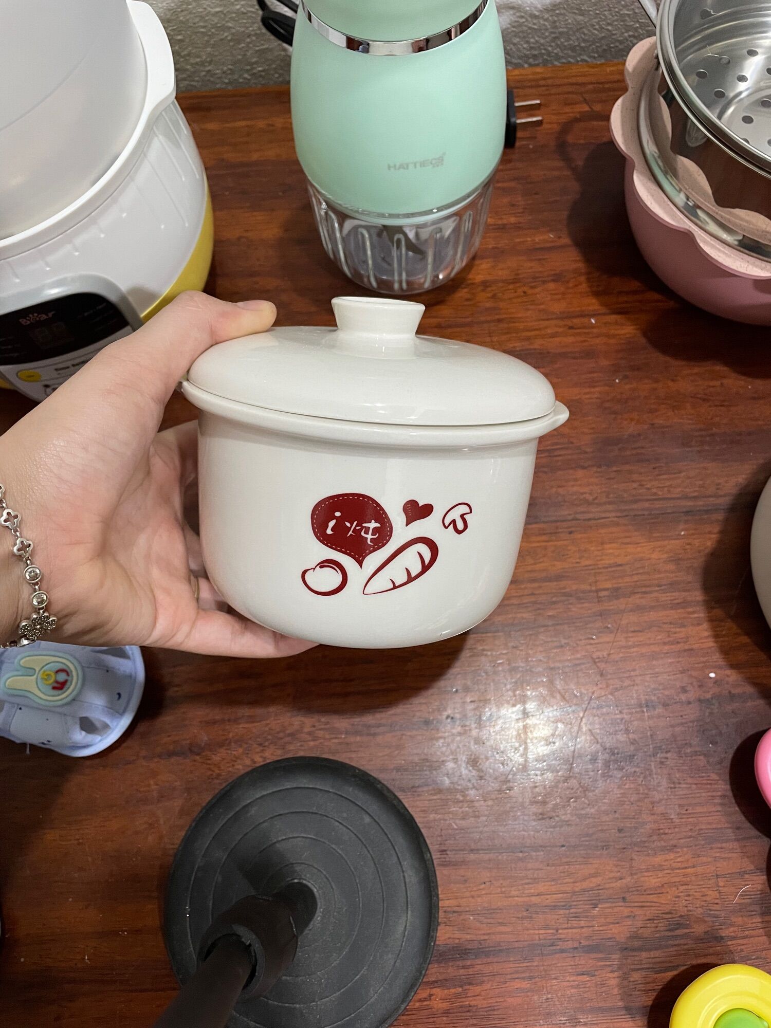 Thố Sứ 0,8l bộ nồi nấu cháo chậm bear