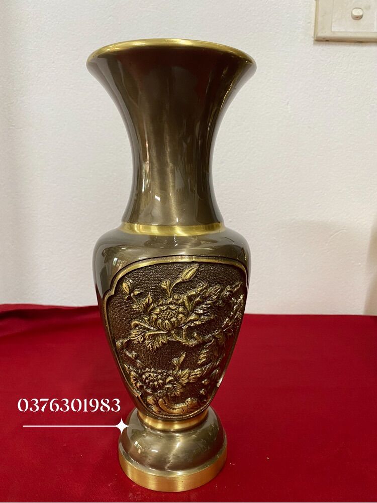 Lọ hoa lục bình đồng thau nguyên chất lọ hoa lộc bình bằng đồng nguyên chất