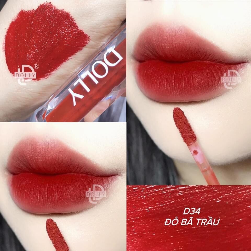 Son kem lì Dolly Diamond màu Đỏ bã trầu không chì mềm mịn môi