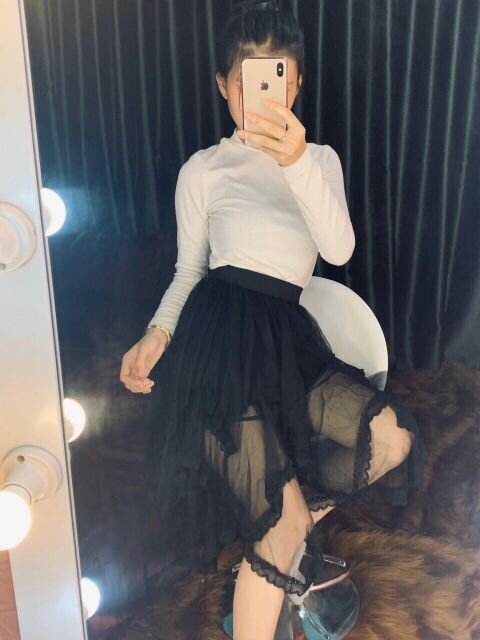 🎀 Chân Váy Lưới Tầng Viền Ren  Lưng Thun