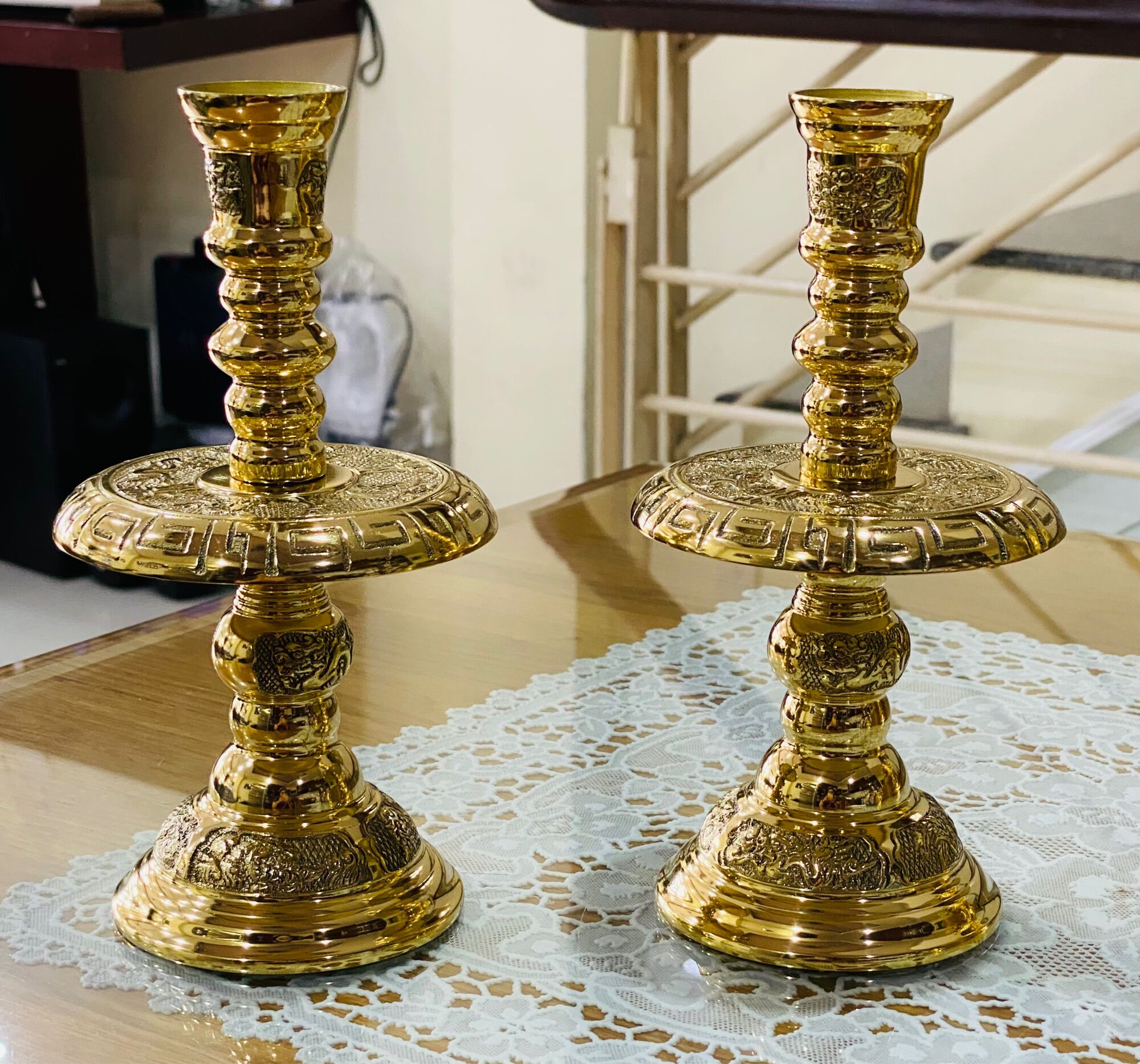 Cặp chân đèn bằng đồng cao 20cm