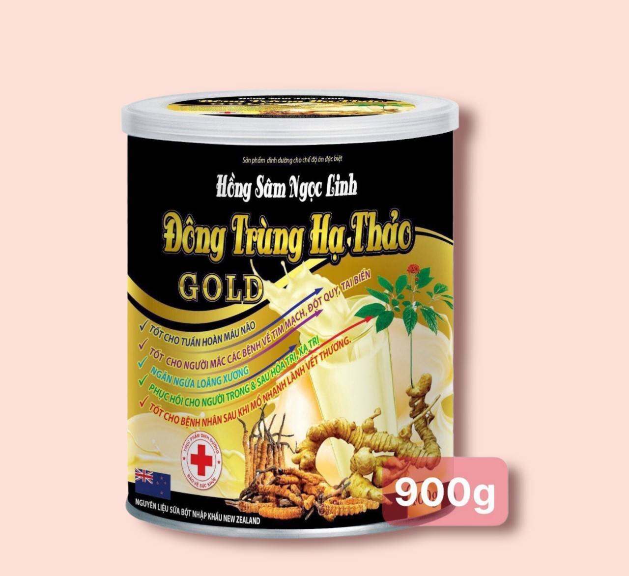 Hộp 900g  Sữa hồng sâm ngọc linh đông  trùng hạ thảo gold giúp tăng đề kháng ổn định huyết áp tim mạch tốt cho người mắc bệnh tim mạch tai biến phòng ngừa ung thư