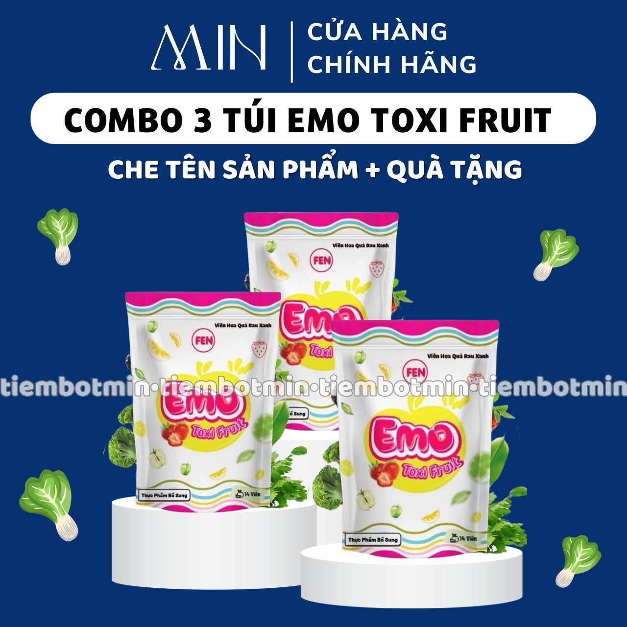 Combo 3 túi giảm cân emodetox toxi fruit viên hoa quả rau xanh/ emoslim giảm cân/ giảm cân cấp tốc/ tặng kèm thước đo