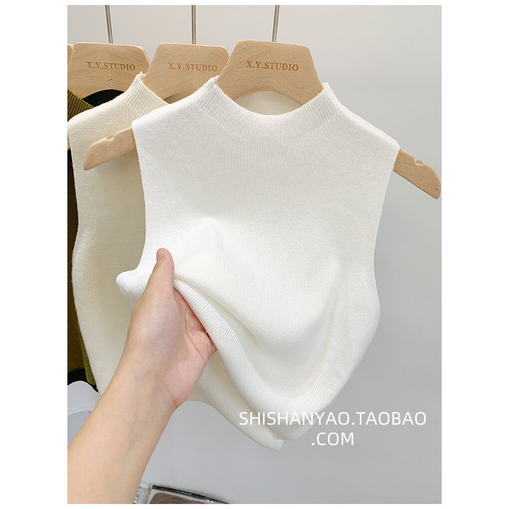 Áo len dệt kim không tay cho nữ áo sát nách dáng ôm cổ cao mặc trong vest áo khoác dễ phối đồ M21.1 C2-10.1