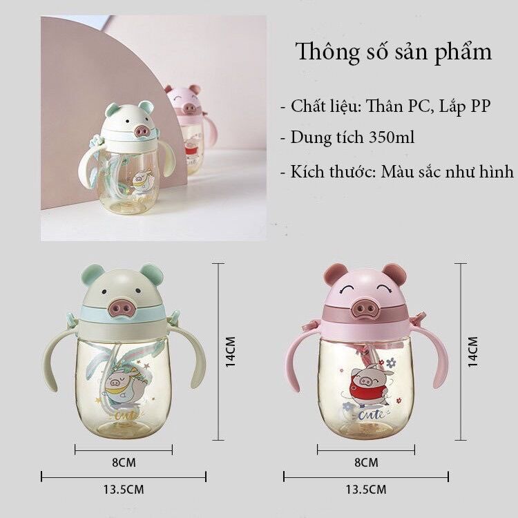 Bình uống nước cho bé_Bình tập hút cho bé hình heo
