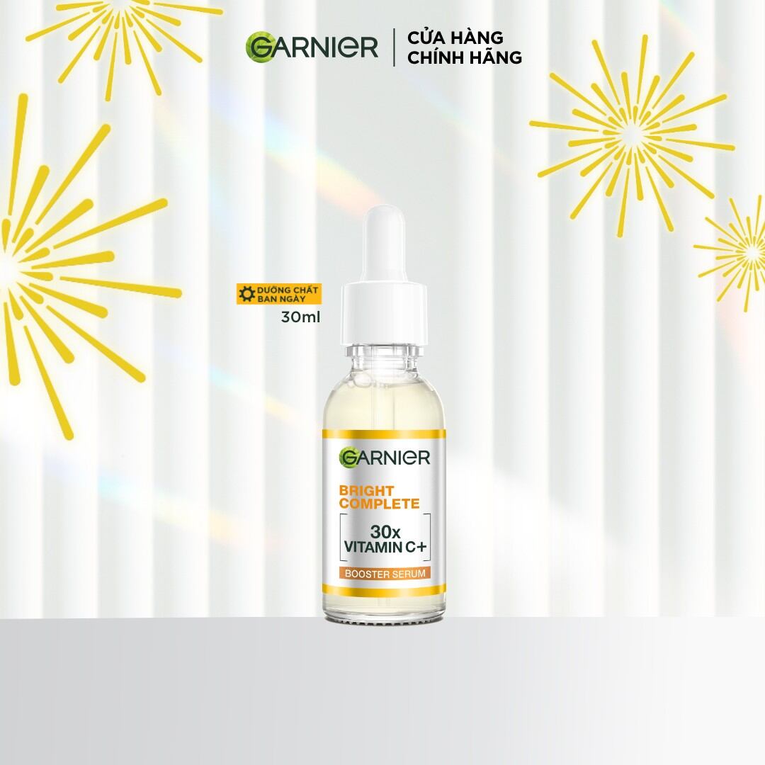 Dưỡng chất ban ngày tăng cường bảo vệ da  dưỡng sáng Garnier Vitamin C + Niacinamide - Garnier Bright Complete 30x Booster Serum 30ml