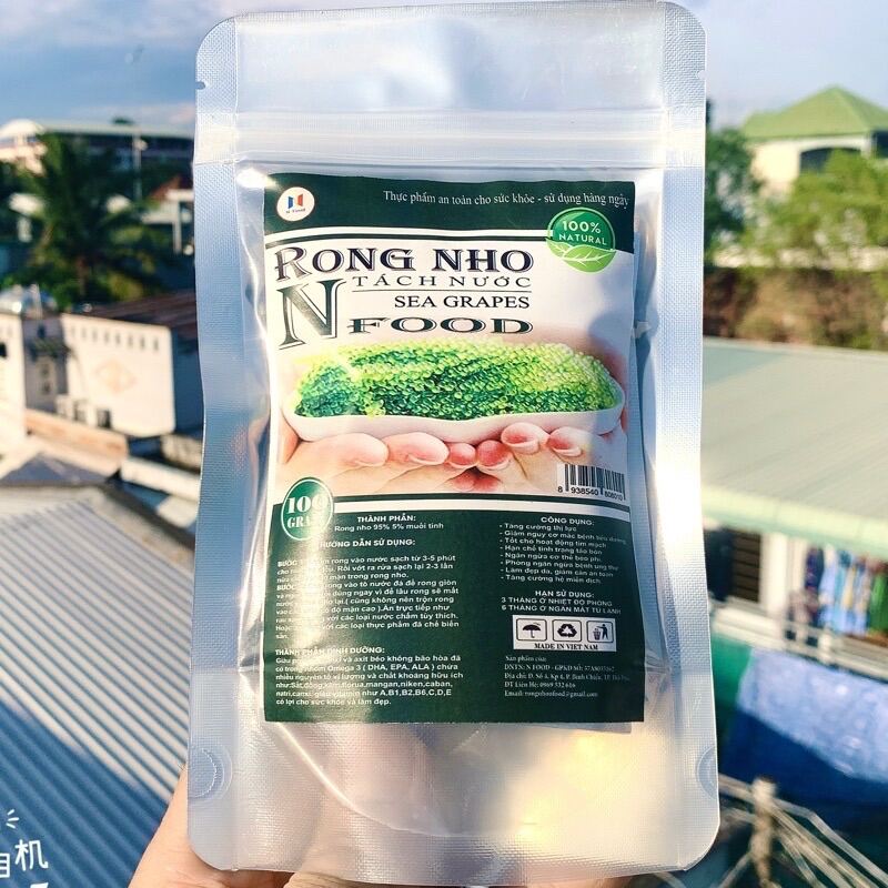 [ Nở 300gr Tươi ] Rong Nho Tách Nước Gói 100gram + Tặng 2 gói Xốt mè rang