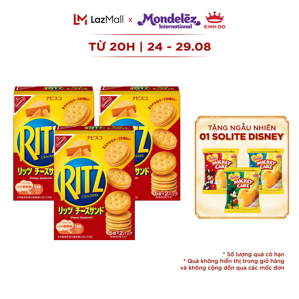 Bánh Quy Ritz Kẹp Kem Phô Mai Combo 2/ Combo 3 hộp x 106g (Hàng Xuất Khẩu Thị Trường Nhật)