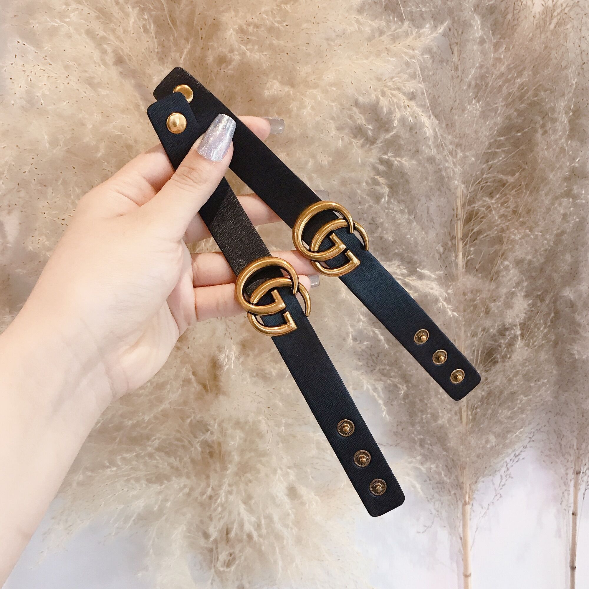Vòng tay da gg mặt đồng sang chảnh cá tính - v022j