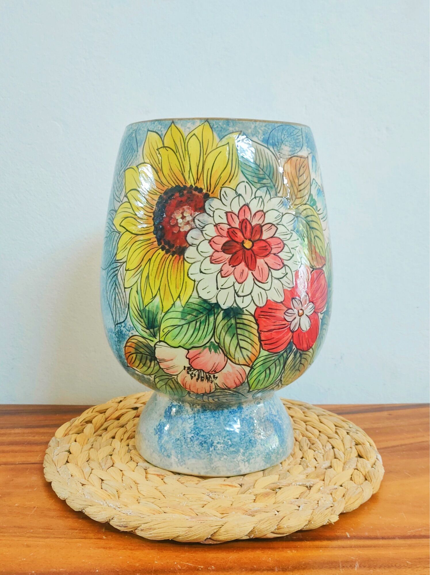 Lọ hoa gốm sứ Bát Tràng cao cấp dáng ly cao 28cm