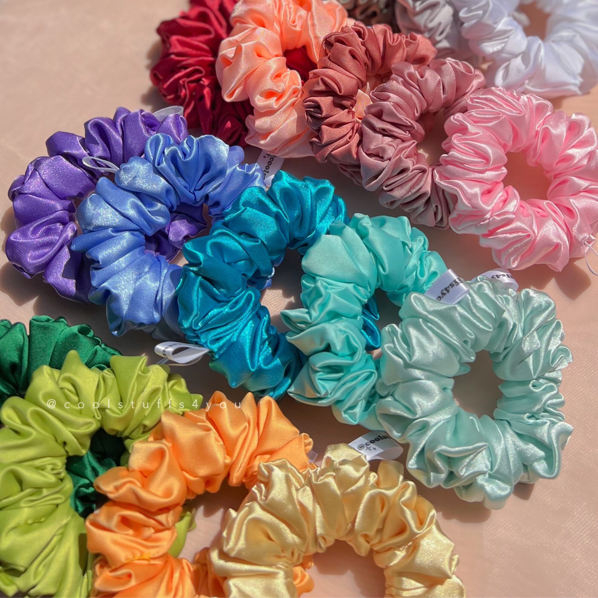 Buộc Tóc Scrunchies Lụa Minisize Vải Mịn {Bảng Màu Minisize Lụa}