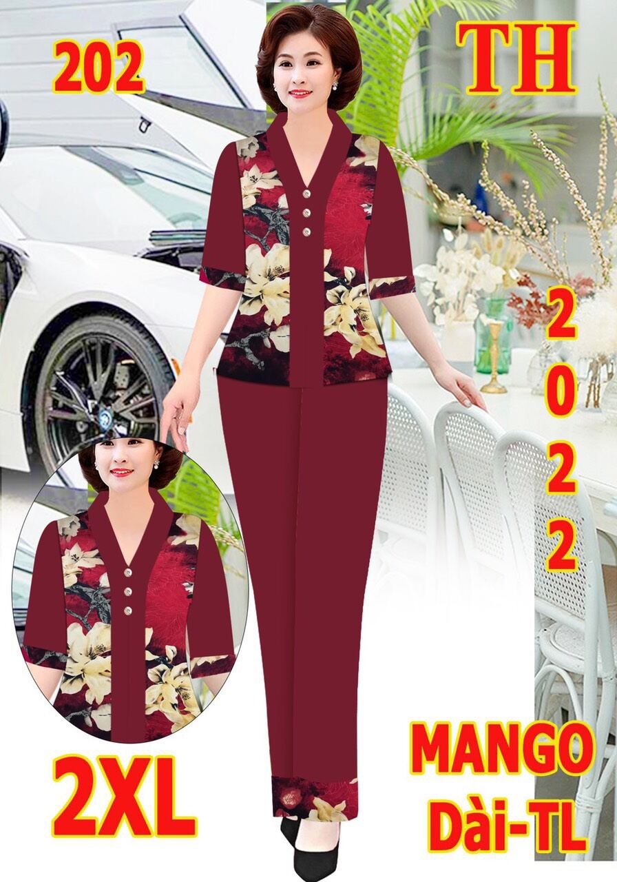 Bộ Trung niên tay lỡ phối quần màu áo phối