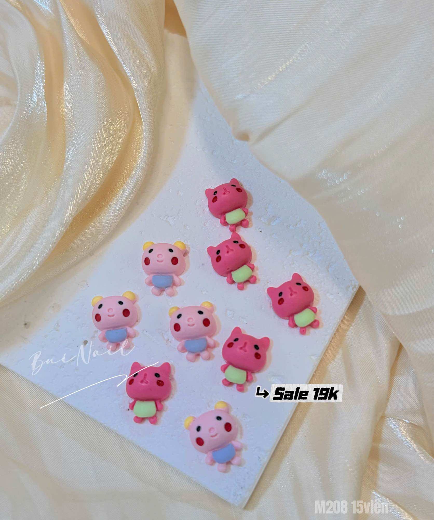 CHARM GẤU HỒNG M208 set 15viên