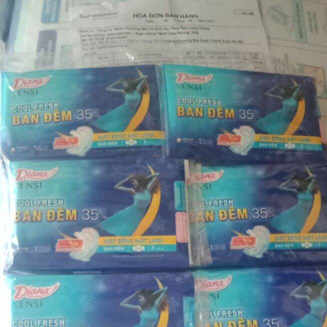 Combo 6 gói bvs  Diana ĐÊM SENSI COOL Fresh 35cm